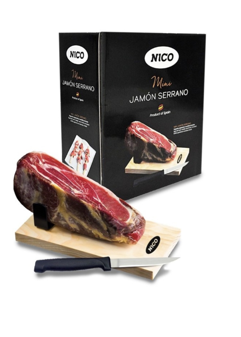 Mini-Serrano-Schinken mit Ständer und Messer